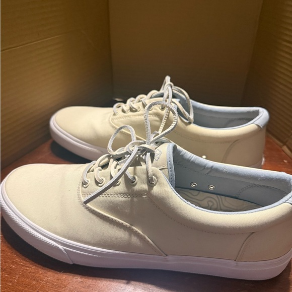 Men's Sperry SeaCycled Striper Sneaker Off White Ivory Size 11.5 Wide STS24180 - Picture 1 of 9